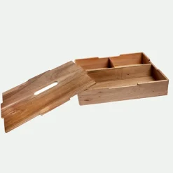 Caja de madera con tapa y 3 compartimentos*Muy Mucho Sale